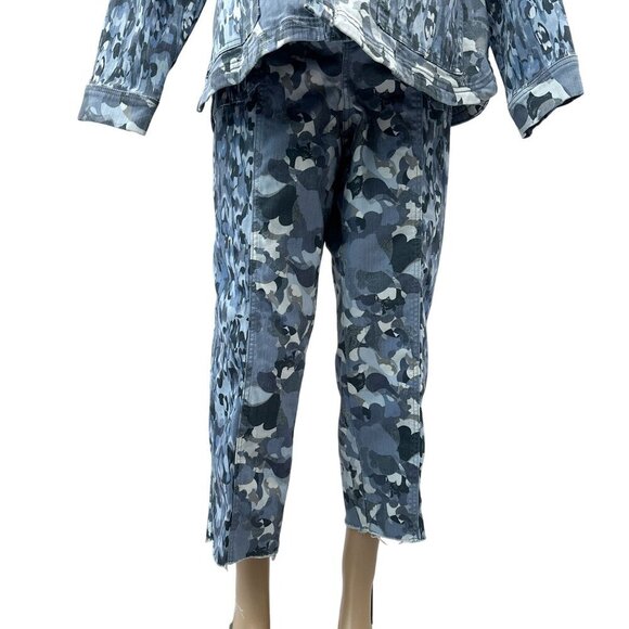 Logo by Lori Goldstein Petite Ink Camo Twill Utility Denim Jacket Pants Set 14P* - Picture 10 of 16